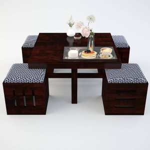 Shree Jeen Mata Enterprises Solid Sheesham Wood Coffee Table With Stools For Living Room/ Hotel | Solid Wood Coffee Table