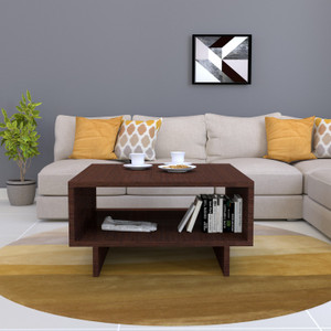 plantzy Modern Square Center Table with Open Storage Shelf/Wooden Coffee Table for Home/ Engineered Wood Coffee Table