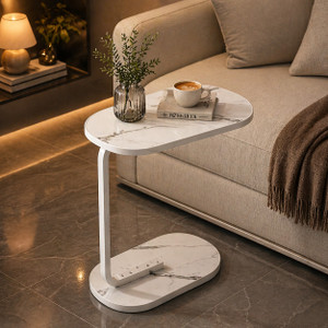 Toriyox Ovel Shape Coffee Table The Elegance of Metal Marble Finish Engineered Wood Coffee Table