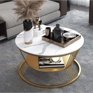 Dibru Mart Modren 2 Tier Round Beautiful Coffee, Center, End Table For Living Room Engineered Wood Coffee Table