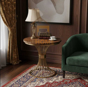 Vuhome Modern Coffee Table With Antique Top , Golden Frame For Living Room Furniture Engineered Wood Coffee Table