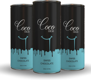 COCO HIGH Swiss Chocolate Drink Can - 200 ml Pack of 3 Roast
