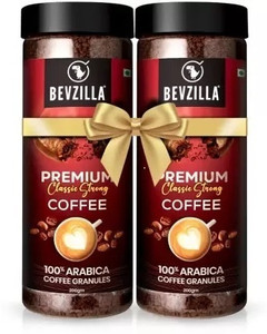 Bevzilla Pack of 2 100% Arabica Instant Premium Classic Strong Coffee Powder Instant Coffee
