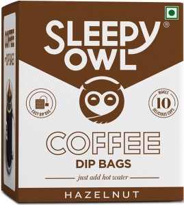 Sleepy Owl Hazelnut Dip | 10 Bags | No Equipment Needed | 100% Arabica Roast & Ground Coffee