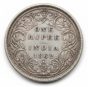 TryOnline One Rupee 1862 Victoria Queen, British India Silver-plated old Coin Medieval Coin Collection