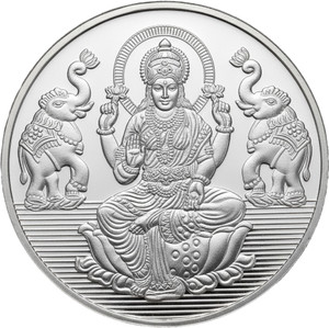 Kalamandir Silver Coin Lakshmiji 500-gm | Round Traditional Puja Collectible S 999 500 g Silver Coin