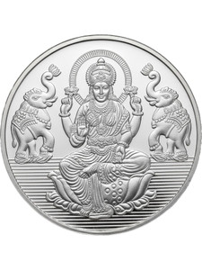 Kalamandir Silver Coin Lakshmiji 500-gm | Round Traditional Puja Collectible S 999 500 g Silver Coin
