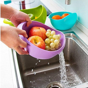 Gambit Kitchen Plastic big Rice Bowl Strainer Perfect Size for Storing and Straining_Q3 Strainer