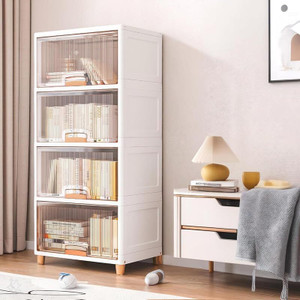 LUHI 4-Shelf Plastic Collapsible Foldable Cupboard Drawer Storage Organizer Box PP Collapsible Wardrobe