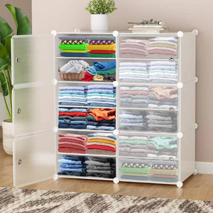 ZIVETY 12-Shelf 6 Door almirah of clothes, cupboard clothes , wardrobe plastic almirah PP Collapsible Wardrobe