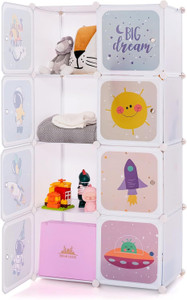 Sasimo 8-Door 8-Shelf Plastic kids Collapsible Cupboard Carbon Steel Collapsible Wardrobe