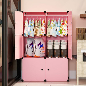 Evrum 6-Door 8-Shelf Plastic almirah for kids, almirah of clothes ,cupboard PC Collapsible Wardrobe