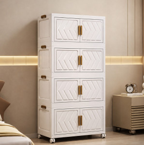 Sasimo 8-Door 4-Shelf Plastic foldable Cupboard PC Collapsible Wardrobe
