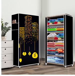 ZENVEXYO 6 Shelf Foldable Collapsible Wardrobe Storage Organizer Almirah Cloth Rack PP Collapsible Wardrobe
