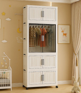 Sasimo 4-Door 4-Shelf Plastic Foldable Wardrobe - Image 6