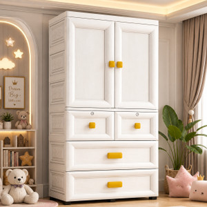 Sasimo 1-Wardrobe 2-Door 5-Shelf Plastic foldable Cupboard PC Collapsible Wardrobe