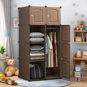 Evrum 8-Door 8-Shelf Plastic almirah for kids, almirah of clothes ,cupboard PC Collapsible Wardrobe
