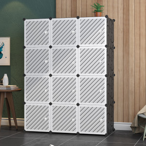 LIGER BLINDS 12-Door 12-Shelf Plastic kids Collapsible Cupboard PC Collapsible Wardrobe