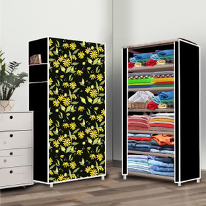 wrt 6 Shelf Daisy Floral Printed PVC Collapsible Wardrobe