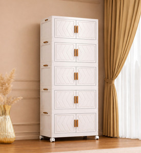 Sasimo 10-Door 5-Shelf Plastic foldable Cupboard PC Collapsible Wardrobe