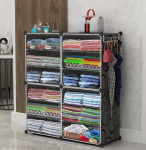 Sasimo 4-Door 12-Shelf Plastic Collapsible Cupboard PC Collapsible Wardrobe