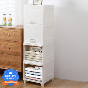 Sasimo 4-Door 4-Shelf Plastic Carbon Steel Collapsible Wardrobe