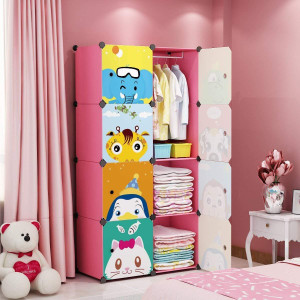 Sasimo 8-Door 8-Shelf Plastic kids Collapsible Cupboard PC Collapsible Wardrobe