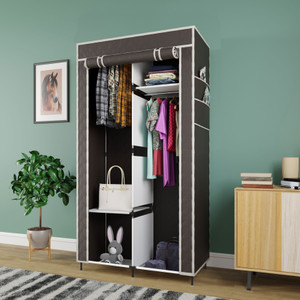 MS MODSTYLE Portable Almirah Foldable closet for Clothes 4 Shelves , 1 Side Pocket (7800-4) PP Collapsible Wardrobe