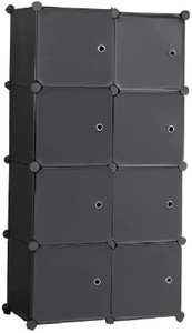 Flipkart Perfect Homes Studio Closet Storage Organizer 8-Cube Plastic Cabinet with Modular Doors for Bedroom PP Collapsible Wardrobe