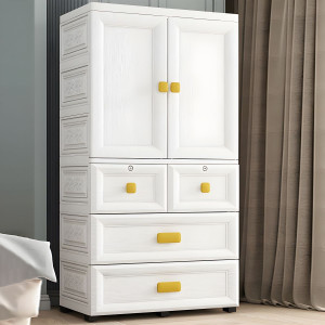 Sasimo 1-Wardrobe 2-Door 5-Shelf Plastic foldable Cupboard PC Collapsible Wardrobe