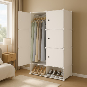 Sasimo 6-Door 8-Shelf Plastic kids Collapsible Cupboard PC Collapsible Wardrobe