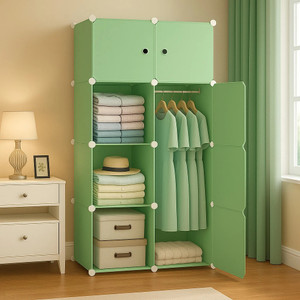 MEVIGO 8-Door 8-Shelf Plastic Collapsible Cupboard PC Collapsible Wardrobe