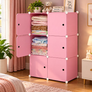 MEVIGO 6-Door 6-Shelf Plastic Collapsible Cupboard PC Collapsible Wardrobe