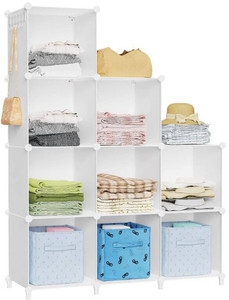 KROOH White- 9-Cube Multipurpose Storage for Home Bedroom Living Room PC Collapsible Wardrobe