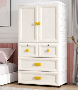 Sasimo 1-Wardrobe 2-Door 5-Shelf Plastic foldable Cupboard PC Collapsible Wardrobe