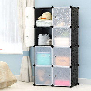 Owme 10 Door 10 Shelf Plastic PP Collapsible Wardrobe for Home PP Collapsible Wardrobe