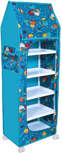 Porchex 2 Door 6 Shelf Fabric Plastic PP Collapsible Wardrobe