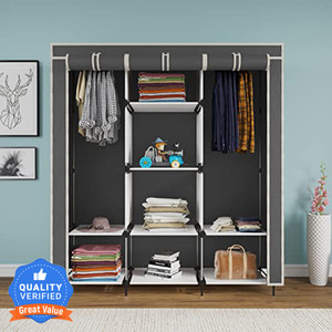 ZENVEXYO 88130 Micro Fiber metalic Carbon Steel Collapsible Wardrobe