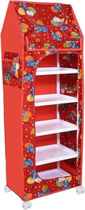 Porchex 1 Door 6 Shelf Fabric PP Metal ,Office , Badroom,Kids rooms,Storage rooms Carbon Steel Collapsible Wardrobe