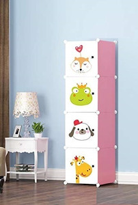 Flipkart Perfect Homes Studio ® 4 Cube Portable Closet Wardrobe Storage Organizer Cabinet for Books,Cloth,Toys PP Collapsible Wardrobe