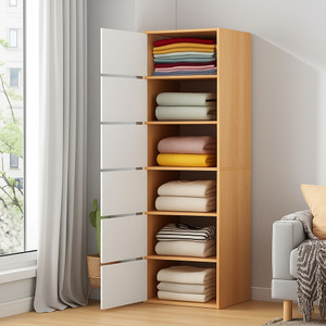 Sasimo 6-Door 6-Shelf Closet Engineered Wood Collapsible Cupboard PC Collapsible Wardrobe