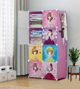 Sasimo 8-Door 8-Shelf Plastic kids Collapsible Cupboard Carbon Steel Collapsible Wardrobe