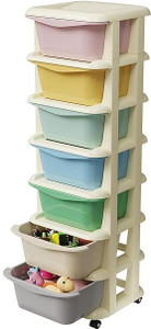 ASHLAS 7 Modular Drawer Storage Organizer/Plastic Chest of Drawers for Kitchen Storage PP Collapsible Wardrobe