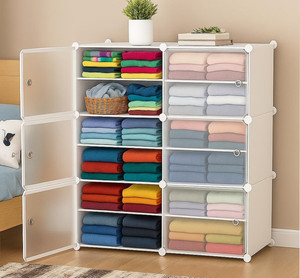 Sasimo 8-Door 8-Shelf Plastic kids Collapsible Cupboard PC Collapsible Wardrobe