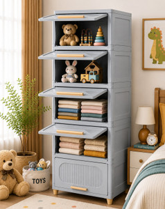 Sasimo 5-Door 5-Shelf Plastic foldable Cupboard PC Collapsible Wardrobe