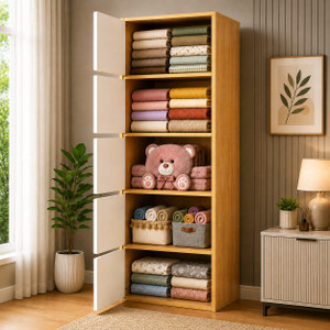 Sasimo 5-Door 5-Shelf Closet Engineered Wood Collapsible Cupboard PC Collapsible Wardrobe