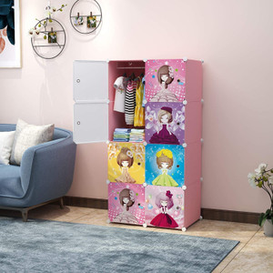 Keekos 8-Door 8-Shelf Plastic Collapsible PC Collapsible Wardrobe