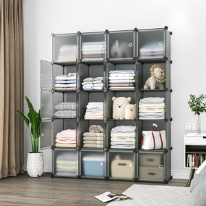 PYXBE 20 Door 5 Shelf Plastic Carbon Steel,Bedroom/KidsRoom/Storage PP Collapsible Wardrobe