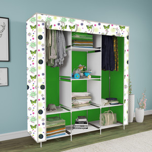 FurniGully 3 Fold 8 Rack Printed Cotton Collapsible Wardrobe