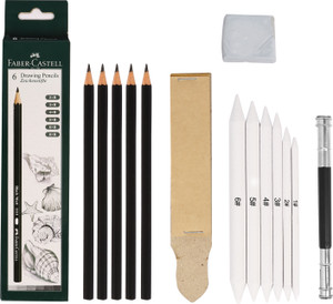 Ortan 6(Sketch pencil+Blending Stump)+Sand Paper Sharpner +1 Kneadable Eraser +extnder Round, etc Shaped Color Pencils